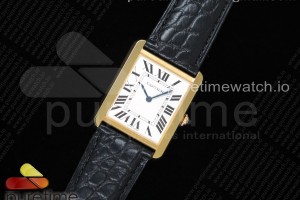 K11F 탱크솔로 라지 27미리 화이트다이얼 옐로우골드 금통 블랙 악어가죽스트랩 Tank Solo 27.5mm K11F YG White Dial on Black Leather Strap Ronda Quartz