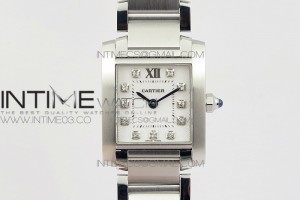 8848F 탱크 프랑세즈 미듐 25미리 화이트다이얼 다이야인덱스 스틸 브레이슬릿 Tank Francaise Ladies 25mm SS 8848F 1:1 Best Edition White Dial Diamond Markers on SS Bracelet Ronda Quartz