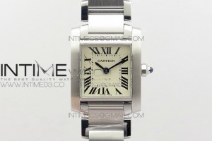 8848F 탱크 프랑세즈 미듐 25미리 화이트다이얼 스틸 브레이슬릿 Tank Francaise Ladies 25mm SS 8848F 1:1 Best Edition White Dial on SS Bracelet Ronda Quartz