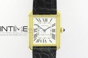 AF 탱크솔로 스몰 24미리 화이트다이얼 옐로우골드 금통 블랙 악어가죽스트랩 Tank Solo Ladies 25mm YG AF 1:1 Best Edition White Dial on Black Leather Strap Ronda Quartz