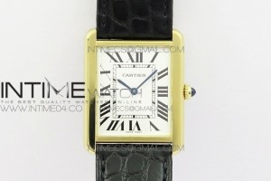 AF 탱크솔로 라지 28미리 화이트다이얼 옐로우골드 금통 블랙 악어가죽스트랩 Tank Solo Ladies 28mm YG AF 1:1 Best Edition White Dial on Black Leather Strap Ronda Quartz