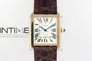 AF 탱크솔로 스몰 24미리 화이트다이얼 로즈골드금통 브라운악어가죽스트랩 Tank Solo Ladies 25mm RG AF 1:1 Best Edition White Dial on Brown Leather Strap Ronda Quartz