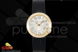 AF 까르띠에 발롱블랑 로즈골드 30미리 실버다이얼 블랙가죽스트랩 Ballon Blanc 30mm RG AF 1:1 Best Edition Silver Dial on Black Fabric Strap Ronda Quartz