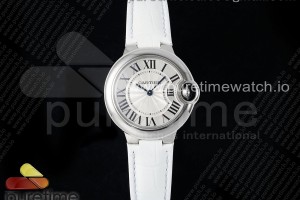 AF 까르띠에 발롱블루 33미리 화이트다이얼 화이트악어가죽스트랩 Ballon Bleu 33mm SS AF 1:1 Best Edition White Textured Dial on White Crocodile Strap Jap Quartz