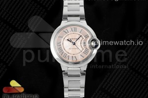 CHF 까르띠에 발롱블루33 핑크다이얼 스틸브레이슬릿  Ballon Bleu 33mm SS CHF 1:1 Best Edition Pink Texture Dial on SS Bracelet NH05A