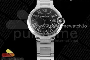 CHF 까르띠에 발롱블루42 블랙다이얼 스틸브레이슬릿 Ballon Bleu 42mm SS CHF 1:1 Best Edition Black Texture Dial on SS Bracelet A2824
