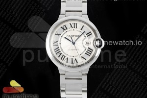 CHF 까르띠에 발롱블루42 화이트다이얼 스틸브레이슬릿  Ballon Bleu 42mm SS CHF 1:1 Best Edition White Texture Dial on SS Bracelet A2824