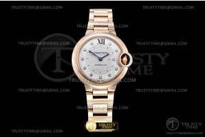3KF 까르띠에 발롱블루 33 로즈골드 화이트다이얼 다이아인덱스 스틸브레이슬릿 Balon Bleu Ladies 33mm RG/RG Wht/Dia 3KF Cal 076