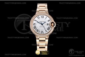 3KF 까르띠에 발롱블루 33 로즈골드 화이트다이얼 다이아베젤 스틸브레이슬릿 CAR0523C - Balon Bleu Ladies 33mm Dia RG/RG Wht 3KF Cal 076