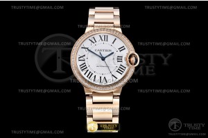 3KF 까르띠에 발롱블루 36 로즈골드 화이트다이얼 다이아베젤 스틸브레이슬릿 Balon Bleu 36mm Dia RG/RG Wht 3KF Cal 076