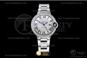 3KF 까르띠에 발롱블루 33  화이트다이얼 다이아베젤 스틸브레이슬릿 Balon Bleu Ladies Dia 33mm SS/SS Wht 3KF Cal 076