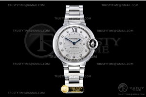 3KF 까르띠에 발롱블루 33  화이트다이얼 다이아인덱스 스틸브레이슬릿 Balon Bleu Ladies 33mm SS/SS Wht/Dia 3KF Cal 076