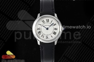 AF 까르띠에 롱드머스트 29미리 화이트다이얼 블랙가죽스트랩 Ronde Must 29mm SS AF 1:1 Best Edition White Dial on Black Leather Strap Ronda Quartz