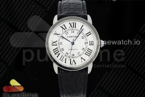 AF 까르띠에 롱드솔로 42미리 화이트다이얼 블랙악어가죽스트랩 Ronde Solo 42mm SS AF 1:1 Best Edition White Dial on Black Croco Strap MIYOTA 9015