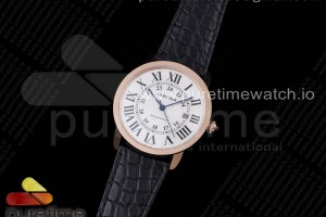 OXF 롱드솔로 로즈골드 라지 42미리 화이트다이얼 블랙악어가죽스트랩 Ronde Solo de Cartier 42mm RG OXF 1:1 Best Edition White Dial on Black Croco Strap MIYOTA 9015