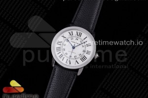 OXF 롱드솔로 라지 42미리 화이트다이얼 블랙가죽스트랩 Ronde Solo de Cartier 42mm SS OXF 1:1 Best Edition White Dial on Black Croco Strap MIYOTA 9015