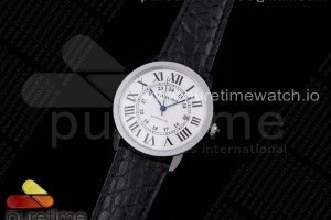 OXF 롱드솔로 라지 42미리 화이트다이얼 블랙악어가죽스트랩 Ronde Solo de Cartier 42mm SS OXF 1:1 Best Edition White Dial on Black Croco Strap MIYOTA 9015