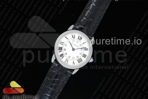 K11F 롱드솔로 스몰 29미리 화이트다이얼 블랙악어가죽스트랩 Ronde Solo De Cartier 29mm SS K11 Maker White Dial on Black Crocodile Strap Ronda Quartz