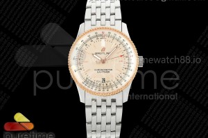 TF 브라이틀링 네이타이머 데이트 38미리 로골베젤 크림다이얼 스틸브레이슬릿  Navitimer 38 Date SS TF 1:1 Best Edition Cream Dial RG Bezel on SS Bracelet A2824