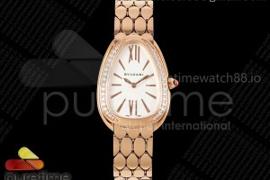 BVF 불가리 세르펜티 세두토리 로즈골드 다이아베젤 화이트다이얼 스틸브레이슬릿 Serpenti Seduttori RG BVF 1:1 Best Edition White/Blue Dial Diamonds Bezel on RG Bracelet ETA Quartz