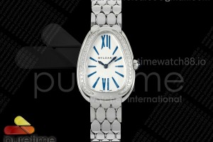 BVF 불가리 세르펜티 세두토리 다이아베젤 화이트/블루다이얼 스틸브레이슬릿 Serpenti Seduttori SS BVF 1:1 Best Edition White/Blue Dial Diamonds Bezel on SS Bracelet ETA Quartz