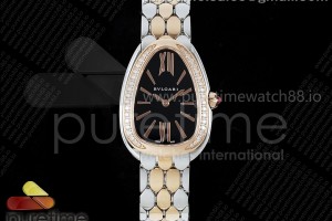 BVF 불가리 세르펜티 세두토리 로즈골드콤비 다이아베젤 블랙다이얼 스틸브레이슬릿  Serpenti Seduttori SS/RG BVF 1:1 Best Edition Black Dial Diamonds Bezel on SS/RG Bracelet ETA Quartz