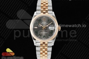 (NEW) VSF 롤렉스 데이저스트36 로즈골드콤비 그레이로만다이얼 쥬빌레브레이슬릿 데젓36 윔블던 DateJust 36 SS/RG 126231 VSF 1:1 Best Edition 904L Steel Gray Dial Green Roman Marker on Jubilee Bracelet VS3235