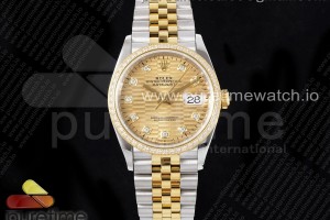 (NEW) VSF 롤렉스 데이저스트36 옐로우골드콤비 다이아베젤 골드텍스쳐텐포인트다이얼 쥬빌레브레이슬릿 DateJust 36 SS 126283rbr VSF 1:1 Best Edition 904L Steel YG Textured Diamonds Dial on Jubilee Bracelet VS3235