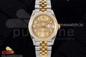 (NEW) VSF 롤렉스 데이저스트36 옐로우골드콤비 다이아베젤 골드텍스쳐다이얼 쥬빌레브레이슬릿 DateJust 36 SS 126283rbr VSF 1:1 Best Edition 904L Steel YG Textured Diamonds Dial on Jubilee Bracelet VS3235