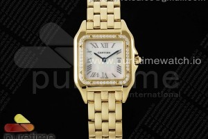 AF 까르띠에 팬더 옐로우골드 27미리 다이아베젤 자개다이얼 스틸브레이슬릿 Panthère Ladies 27mm YG AF 1:1 Best Edition White MOP Dial Diamonds Bezel on YG Bracelet Ronda Quartz