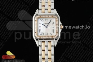 AF 까르띠에 팬더 로즈골드콤비 27미리 다이아베젤 자개다이얼 스틸브레이슬릿 Panthère Ladies 27mm SS/RG AF 1:1 Best Edition White MOP Dial Diamonds Bezel on SS/RG Bracelet Ronda Quartz