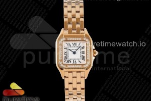 BVF 까르띠에 팬더 시크릿 22 로즈골드 다이아베젤 화이트다이얼 스틸브레이슬릿 Panthère 22mm BVF 1:1 Best Edition RG White Dial Diamonds Bezel on RG Bracelet Ronda Quartz