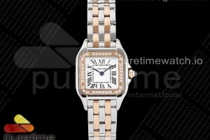 BVF 까르띠에 팬더 시크릿 22 로즈골드콤비 다이아베젤 화이트다이얼 스틸브레이슬릿 Panthère 22mm BVF 1:1 Best Edition SS/RG White Dial Diamonds Bezel on SS/RG Bracelet Ronda Quartz