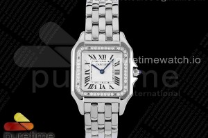 BVF 까르띠에 팬더 시크릿 27 다이아베젤 화이트다이얼 스틸브레이슬릿 Panthère 27mm BVF 1:1 Best Edition SS White Dial Diamonds Bezel on SS Bracelet Ronda Quartz