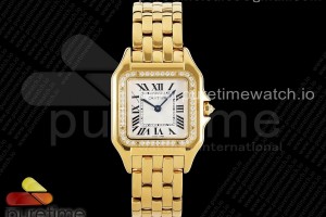 BVF 까르띠에 팬더 시크릿 27 옐로우골드 다이아베젤 화이트다이얼 스틸브레이슬릿 Panthère 27mm BVF 1:1 Best Edition YG White Dial Diamonds Bezel on YG Bracelet Ronda Quartz