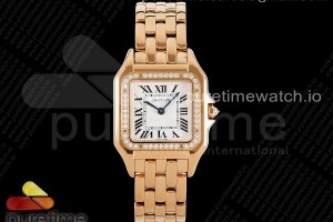 BVF 까르띠에 팬더 시크릿 27 로즈골드 다이아베젤 화이트다이얼 스틸브레이슬릿  Panthère 27mm BVF 1:1 Best Edition RG White Dial Diamonds Bezel on RG Bracelet Ronda Quartz