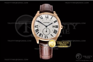 GSF V2 드라이브 드 까르띠에 화이트다이얼 로즈골드금통 브라운가죽스트랩 Drive De Cartier RG/LE White GSF A23J Mod