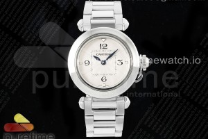 AF 까르띠에 파샤 30미리 화이트다이얼 스틸브레이슬릿  Pasha 30mm SS AF 1:1 Best Edition White Textured Dial on SS Bracelet Jaq Quartz