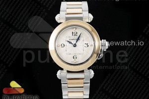 AF 까르띠에 파샤 30미리 로즈골드콤비 화이트다이얼 스틸브레이슬릿 Pasha 30mm SS/RG AF 1:1 Best Edition White Textured Dial on SS/RG Bracelet Jaq Quartz