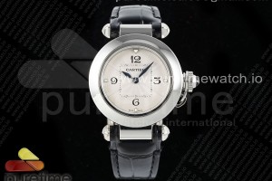 AF 까르띠에 파샤 30미리  화이트다이얼 블랙가죽스트랩 Pasha 30mm SS AF 1:1 Best Edition White Textured Dial on Black Leather Strap Jaq Quartz
