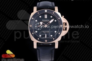 (NEW) VSF 파네라이 42미리 루미노르 섭머저블 로즈골드 PAM974 블랙다이얼 블랙러버스트랩 PAM974 Luminor Submersible RG VSF 1:1 Best Edition on Black Rubber Strap AXXXIV