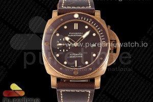 ZF 파네라이 브론조 47미리 PAM968 브라운다이얼 브라운카프스킨스트랩 PAM968 V Bronzo ZF 1:1 Best Edition Brown Ceramic Bezel and Dial on Brown Calfskin Strap P.9010