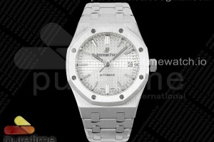 ZF 오데마피게 로얄오크 15450 화이트다이얼 스틸브레이슬릿 Royal Oak 37mm 15450 SS ZF 1:1 Best Edition White Textured Dial on SS Bracelet SA3120 Super Clone