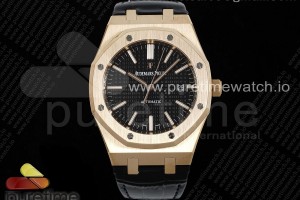 APSF V4 오데마피게 로얄오크 15400 로즈골드 텅스텐 블랙다이얼 블랙가죽스트랩 Royal Oak 41mm 15400 RG APSF 1:1 Best Edition Black Dial on Black Leather Strap SA3120 Super Clone V4 (Gain Weight)