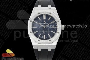 APSF V3 오데마피게 로얄오크 15400 블루다이얼 블랙러버스트랩 Royal Oak 41mm 15400 SS APSF 1:1 Best Edition Blue Textured Dial on Black Rubber Strap SA3120 Super Clone V3