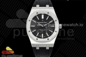 APSF V3 오데마피게 로얄오크 15400 블랙다이얼 블랙러버스트랩 Royal Oak 41mm 15400 SS APSF 1:1 Best Edition Black Textured Dial on Black Rubber Strap SA3120 Super Clone V3