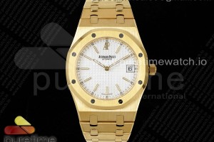 IPF 오데마피게 로얄오크 15202 옐로우골드 화이트다이얼 스틸브레이슬릿  Royal Oak 39mm 15202 YG IPF 1:1 Best Edition White Textured Dial on YG Bracelet A2121