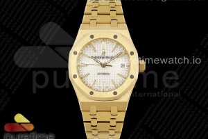 IPF 오데마피게 로얄오크 37미리 15450 옐로우골드  화이트다이얼 스틸브레이슬릿 Royal Oak 37mm 15450 YG IPF Best Edition White Dial on YG Bracelet SA3120 Super Clone