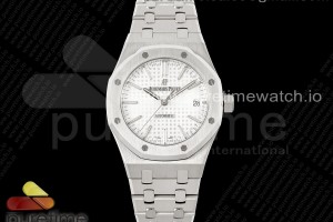 APSF 오데마피게 로얄오크 37미리 15450 화이트텍스쳐다이얼 스틸브레이슬릿 Royal Oak 37mm 15450 SS APSF 1:1 Best Edition White Textured Dial on SS Bracelet SA3120 Super Clone