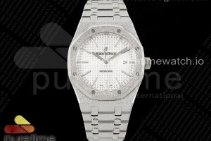 APSF 오데마피게 로얄오크 41미리 프로스터드스틸 화이트다이얼 스틸브레이슬릿 Royal Oak 41mm Frosted SS APSF 1:1 Best Edition White Textured Dial on SS Bracelet SA3120 Super Clone